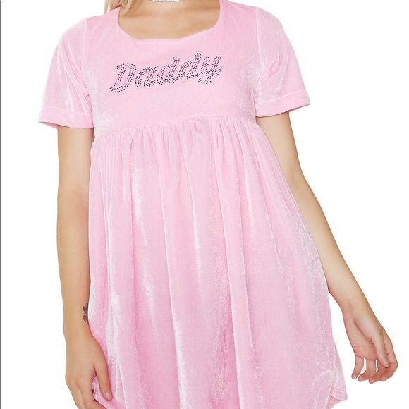 O Might Daddy Velvet Babydoll Dress size Small - Picture 3 of 5